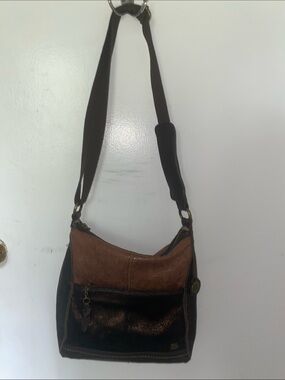 The Sak Two-Tone Brown and Black Leather Shoulder Bag